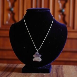 Amethyst Crystal Frog Pendant on Sterling Sliver Chain‎ Necklace